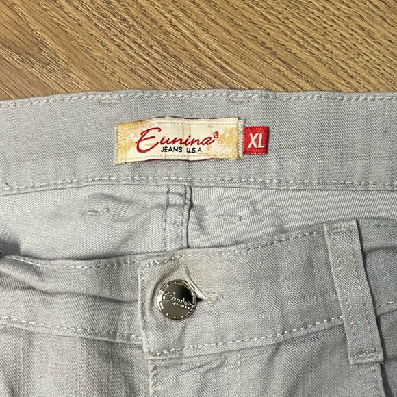 Eunina Jeans Light Grey Straight Leg Slim Fit Denim Pants XL 34” Waist - Picture 4 of 6